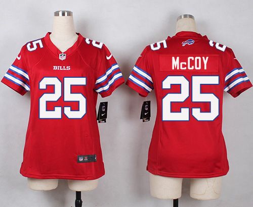 Women NEW Bills #25 LeSean McCoy Red Stitched NFL Limited Rush Jersey